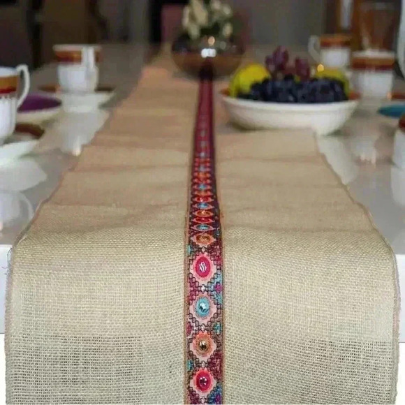 Boho 100% Jute Burlap Handmade Decorative Table Runner Home Party 13X48 NEW - Picture 1 of 6